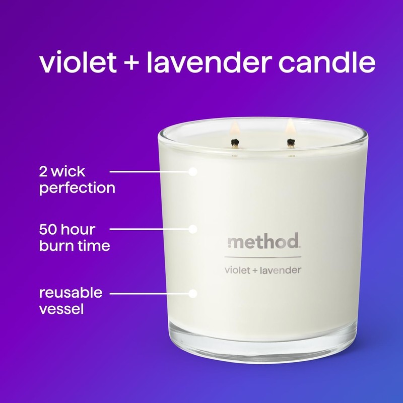 Method Premium Soy Candle – Violet + Lavend, 14 oz | 2 Wick, Up to 50 Hours Burn gallery