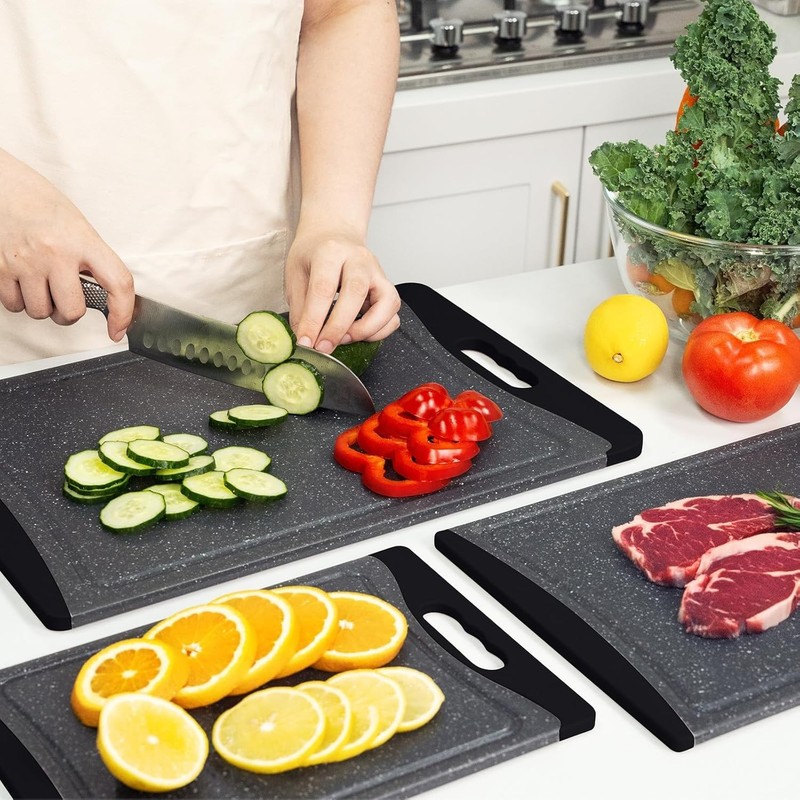 Durable Dishwasher Safe Cutting Boards - 3 Sizes with Juice Grooves - Dark Grey gallery