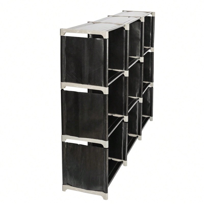 3 Tiers 9 Compartments Storage Shelf Black gallery