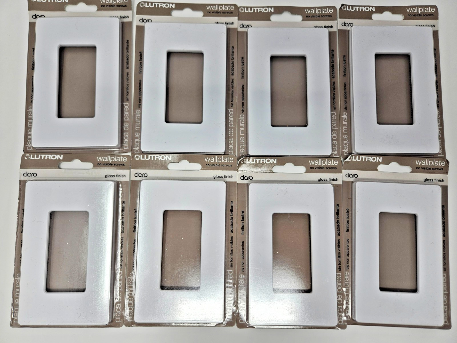 Lutron WallPlate ~ No visible Screws ~ CW-1-WH ~ White Gloss ~ Set of 8 ~ New gallery