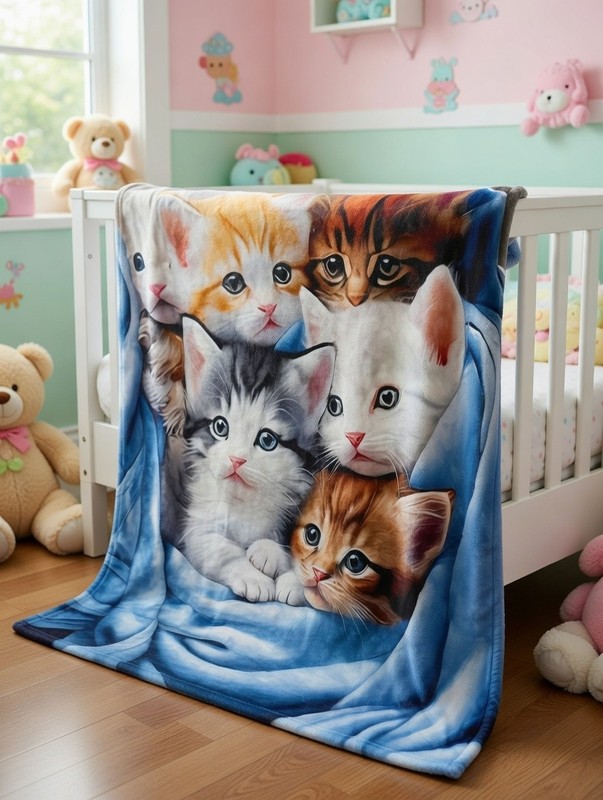 Adorable Animal Cat Print Flannel Blanket Warm Cozy Throw Gift gallery