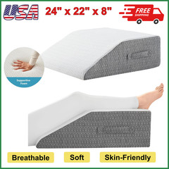 Leg Pillow for Elevation & Support, 24x22x8″ Memory Foam Cushion with Grey White