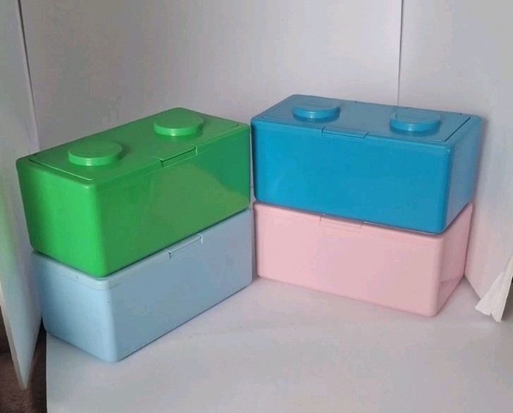 Chubs Stackables 4 Empty Building Blocks Baby Wipe Container Pastel Colors Lego gallery
