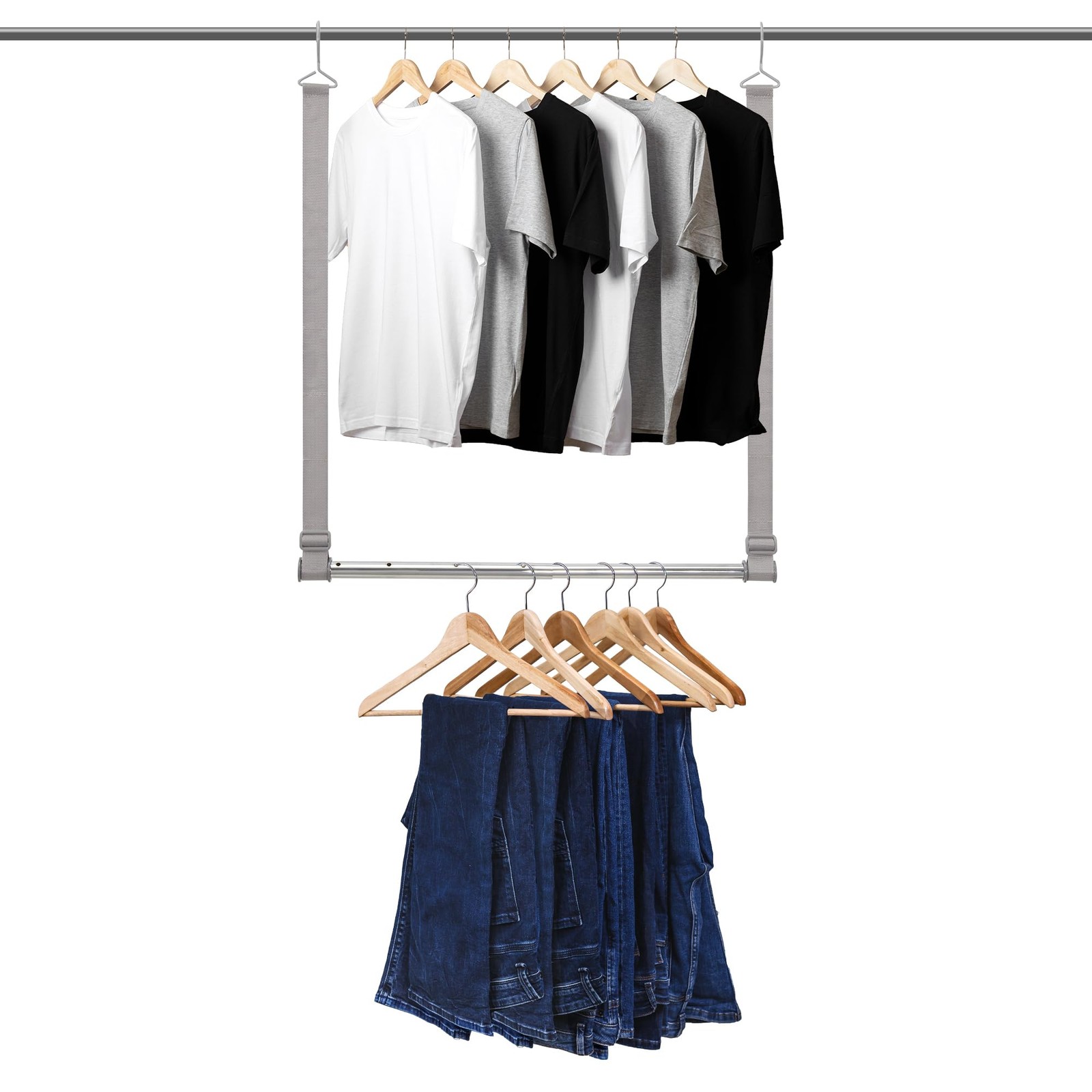 Hanging Closet Rod, 17-28In Width and Up to 32In Height Closet Extender, Doub... gallery