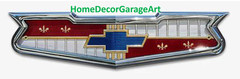 1950’s Chevrolet Chevy Emblem, Flat Metal Sign, Red OR Black, Garage Art HDGA