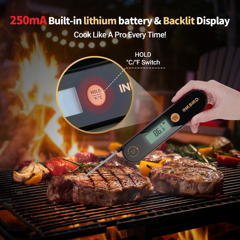 INKBIRD Rechargeable Meat Thermometer Temperature Pen -50 300℃ Magnetic Back CF gallery