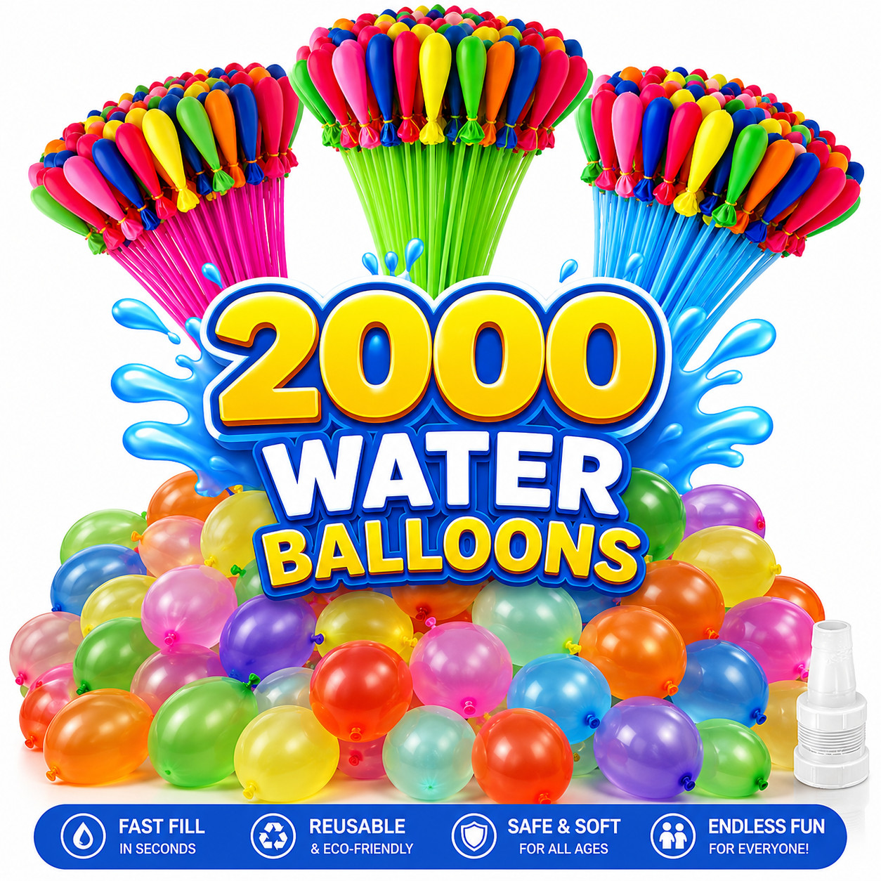 2000 Water Balloons Refill Pack Self Sealing Quick Fill Water Bomb Balloon gallery