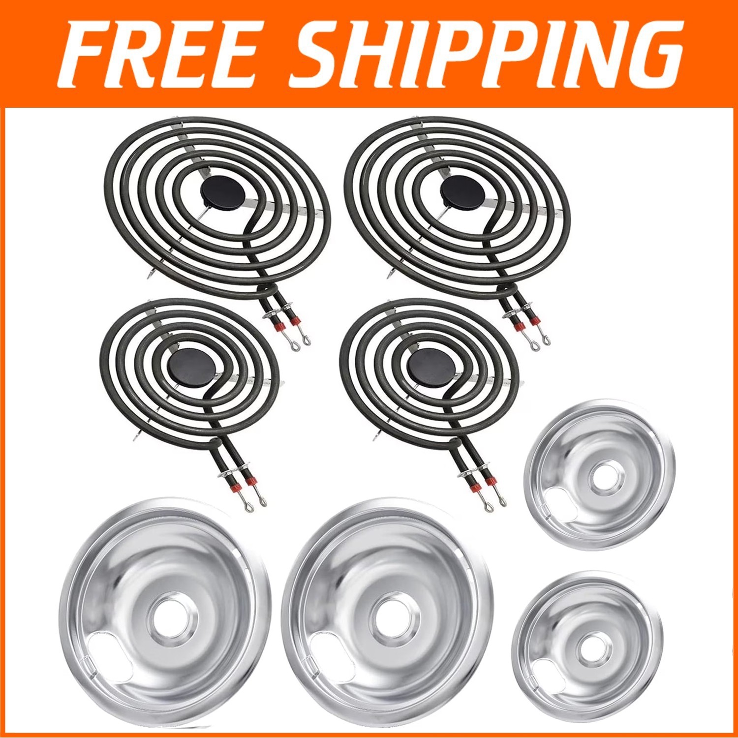 MP22YA Burner Element & 4pcs Drip Pans W10196405/406 fits for Whirlpool Range gallery