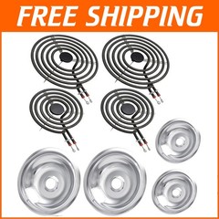 MP22YA Burner Element & 4pcs Drip Pans W10196405/406 fits for Whirlpool Range