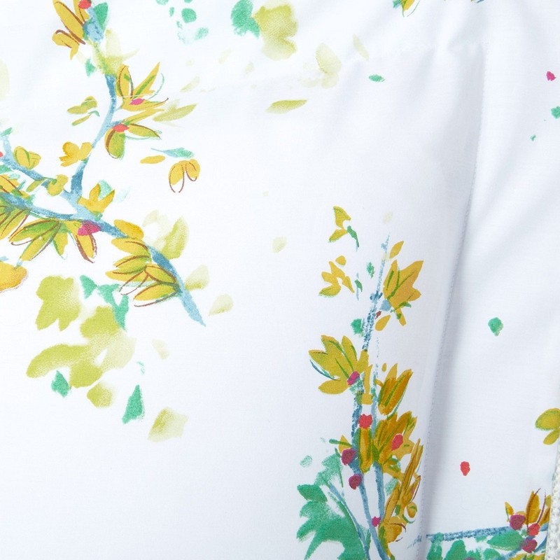 NWT Yves Delorme Lucine Flat Sheet 70x116 Jasmine Floral White Aqua Green France gallery