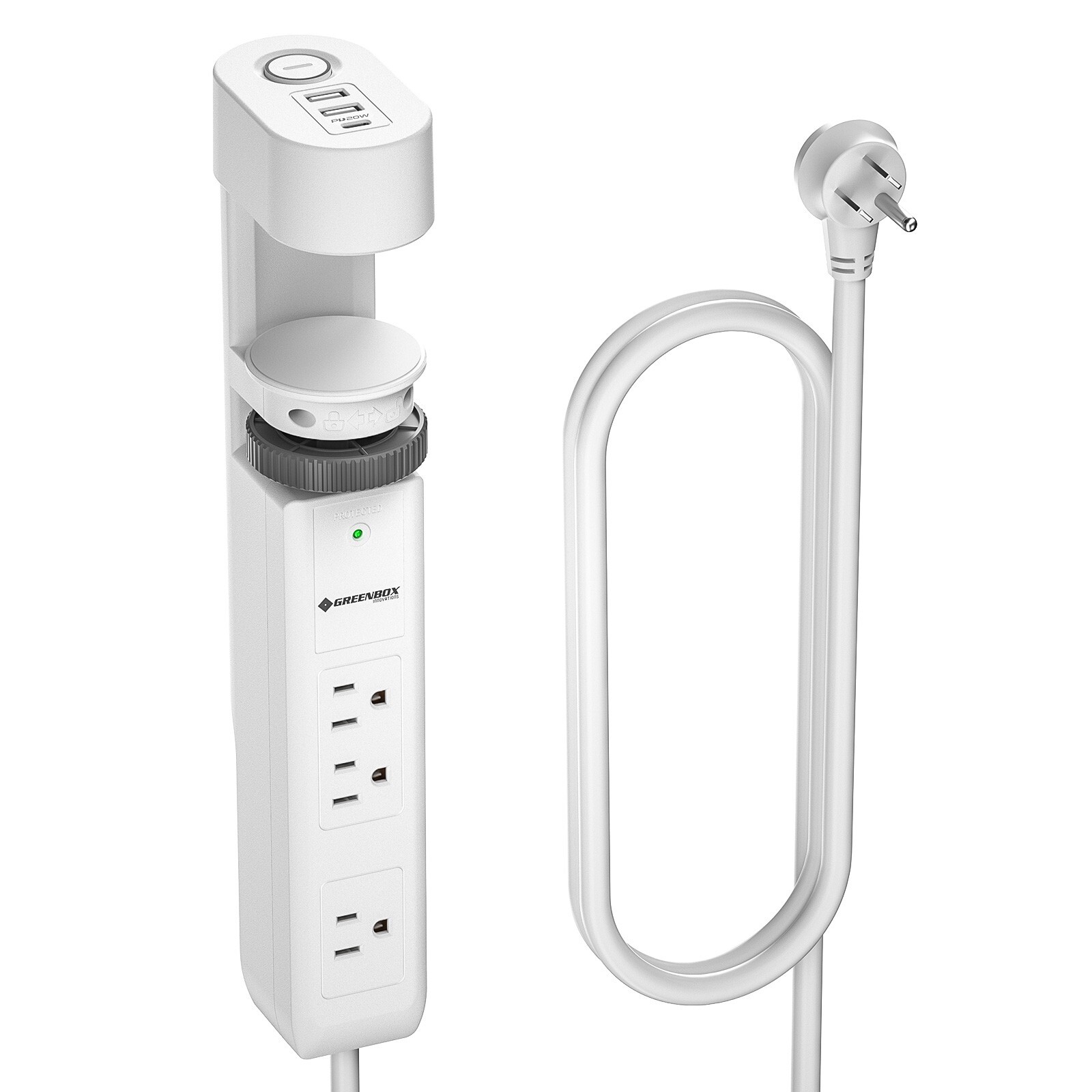 Desktop Clip Power Strip with USB-C Port, 20W Fast Charge, 6FT Power Cord gallery
