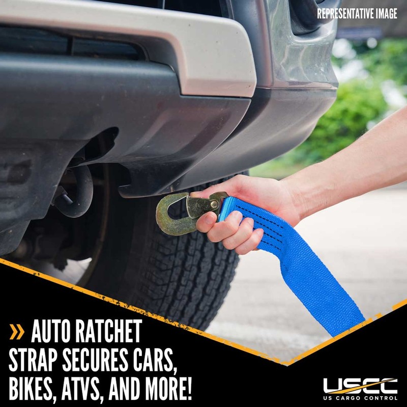 USCC 2" X 12' Ratchet Strap w/Snap Hook - Blue gallery