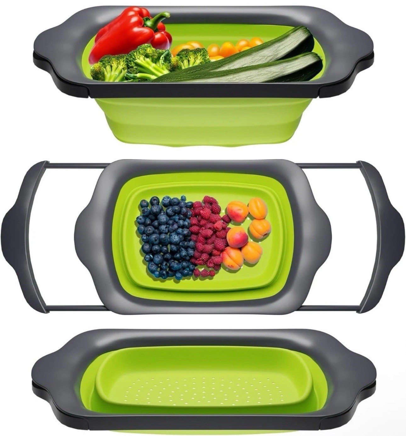 Large Kitchen Colander, Strainer - Collapsible Silicone Over Counter Arms NEW gallery