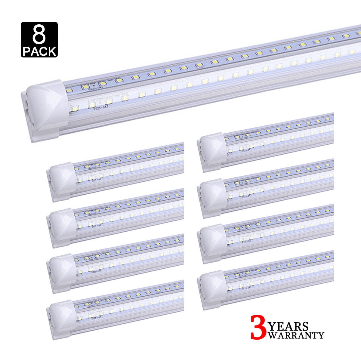 8 Pcs T8 8FT Integrated Led Tube Light Bulbs 72W 8' Led Shop Light Fixture 6000K gallery