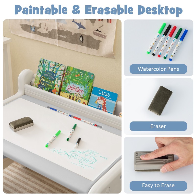 Activity Table and Chair Set for 3-8 Years Old Toddlers w/ Graffiti Desktop gallery