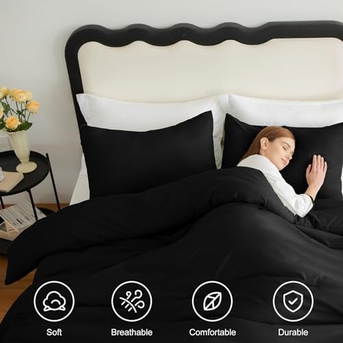 Comforter Set 2 Pieces Twin Extra Long Solid Breathable Twin/Twin XL Black gallery