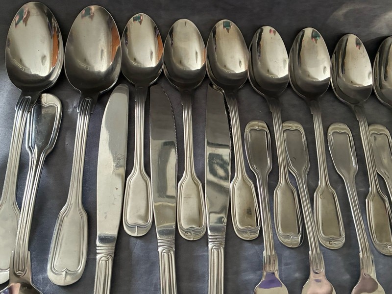 21pc Gibson FIDDLE Stainless Flatware Glossy Japan Misc Pieces gallery