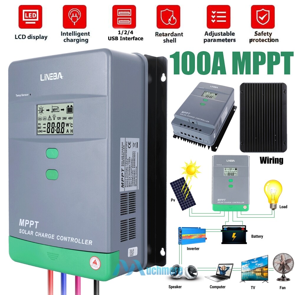 Solar Panel 100A MPPT Battery Charge Controller 12V/24V/36V/48V LCD Regulator gallery