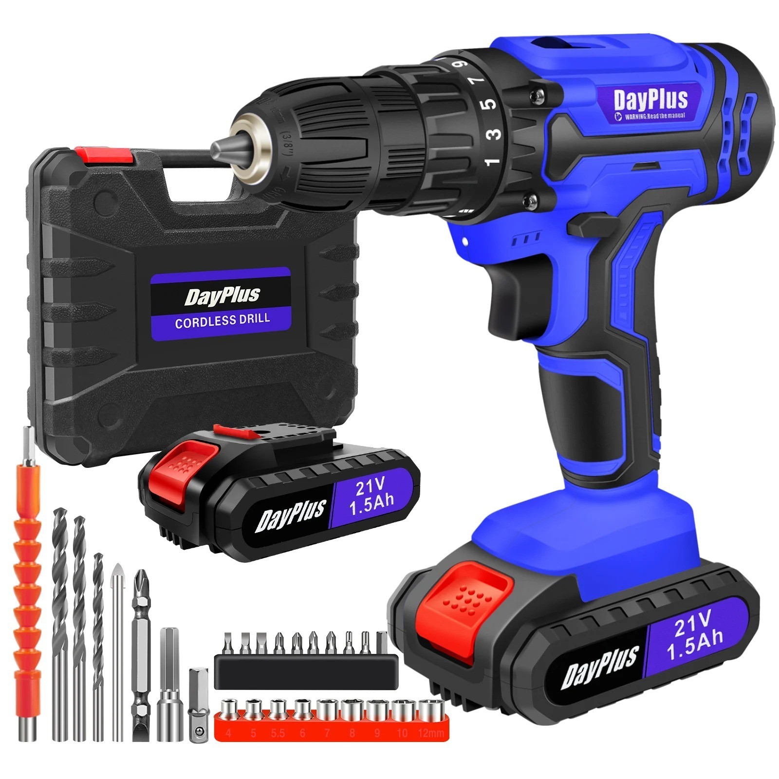 21V Cordless Drill Driver Set Electric Screwdriver 2 Speed 25+1 Torque 29PCS gallery