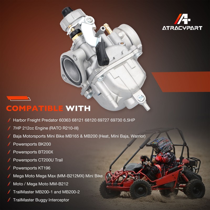 VM22 26mm Carburetor Kit For Predator 212cc GX200 196cc Clones Mini Bike Go Kart gallery