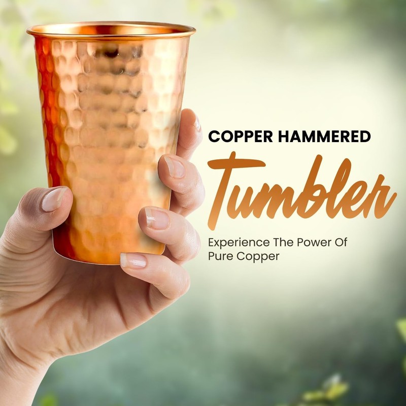Pure Copper Cup 600ml Ayurvedic Solid Handicraft Traditional Water Glass Mug gallery