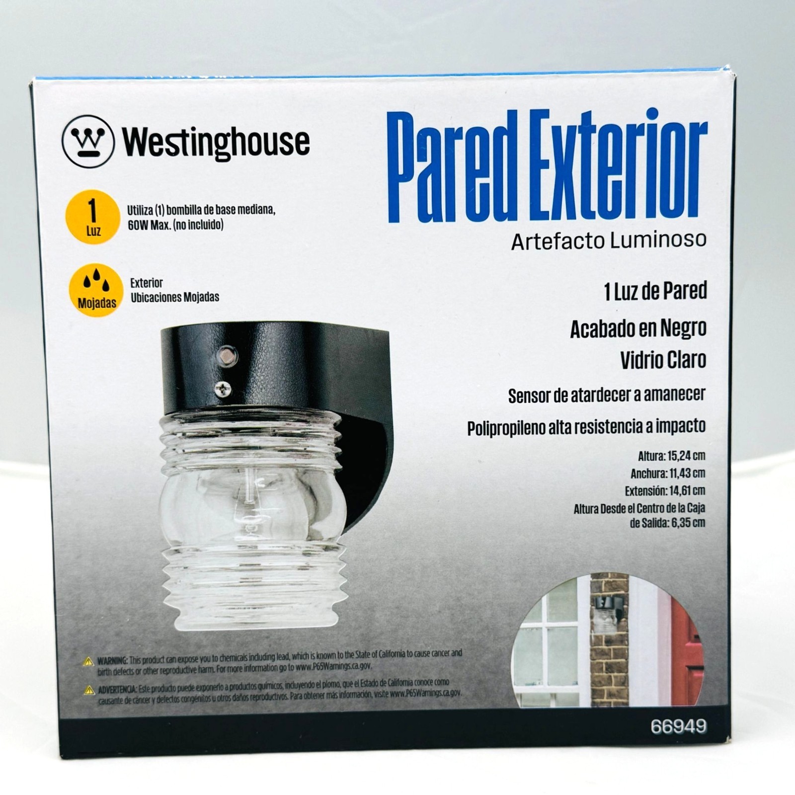 Westinghouse Outdoor Wall Light Fixture Black Clear 1 Light Dusk Sensor 66949 gallery