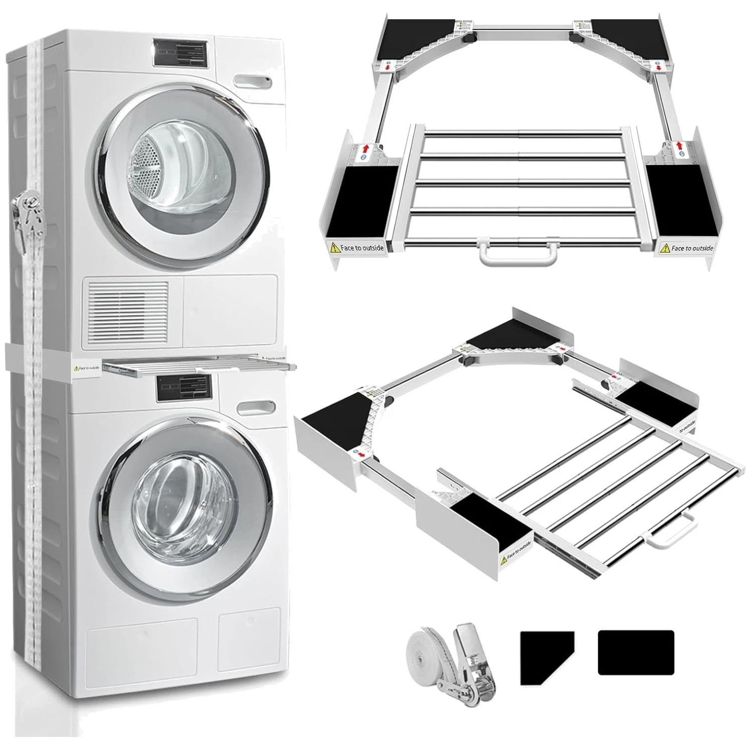 Adjustable 29" Stacking Kit for Washer Dryer, Pull-Out Rack gallery
