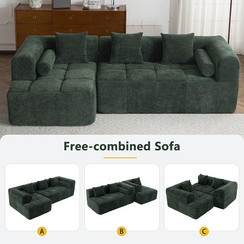 Left Facing Corner Cloud Sectional Sofa Full-Compressed Boneless Sofa Green/L gallery