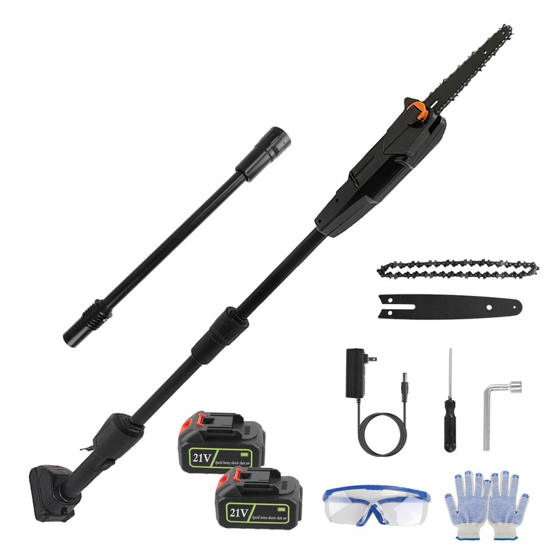 Cordless Pole Saw Chainsaw with Extension Rods 2Pcs 21V Rechargeable Batteries gallery
