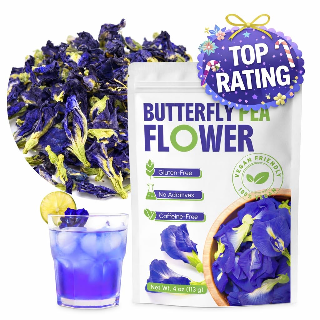 4 Oz Butterfly Pea Flower Tea loose leaf- Blue Tea | for Blue & Purple Drinks... gallery