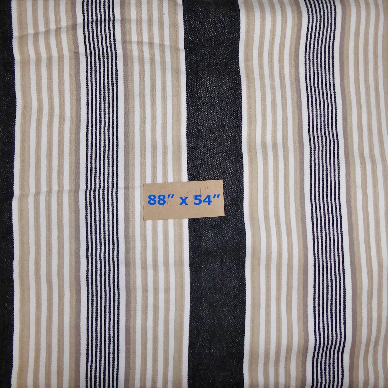 BLACK/WHITE/TAN/BEIGE STRIPE TABLECLOTH COTTON 54" X 88" RECTANGULAR FARMHOUSE gallery