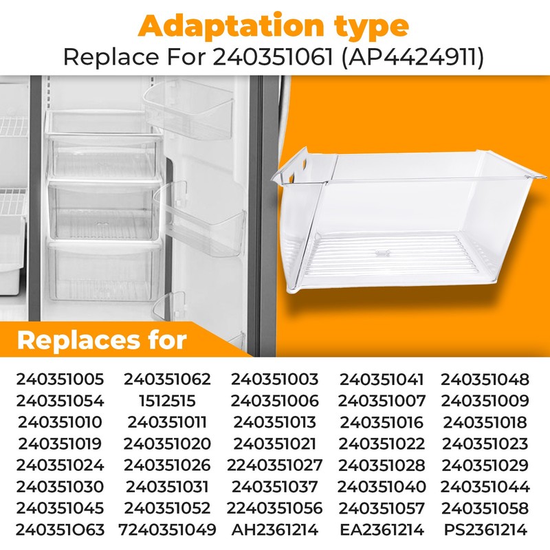 Upper Crisper Pan Drawer Compatible with Frigidaire Refrigerator For 240351061 gallery