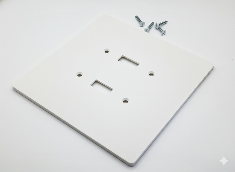 6"x6" Oversize Electric Toggle Light Switch Cover Plate, Large, 2-Gang, White gallery