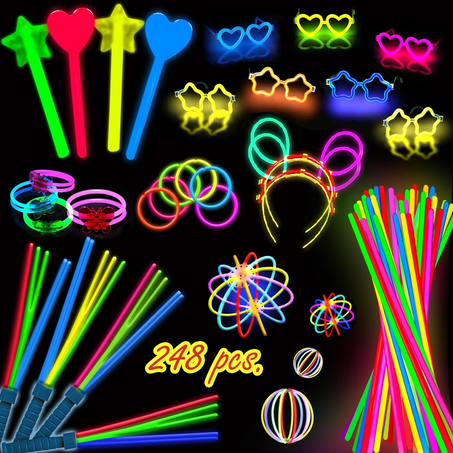 248 PCS Glow Sticks Halloween Party Pack - 100 Pcs 8 Inch Glow sticks, 6 Pcs Glo gallery