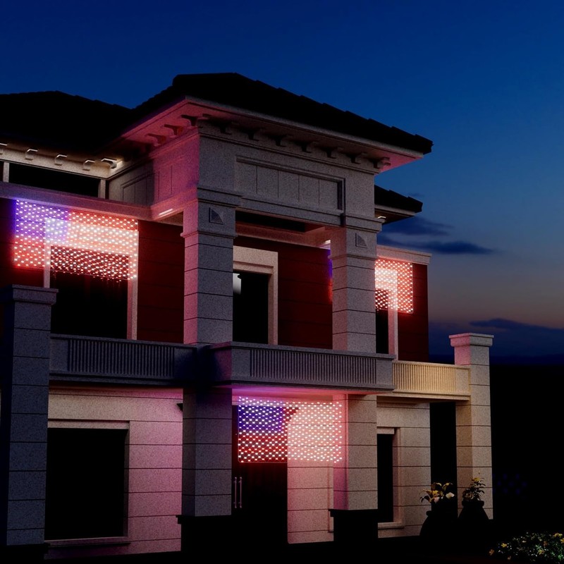 384 LED American Flag Net Lights for Outdoors, 6.6 FT x 3.3 FT Light Up gallery