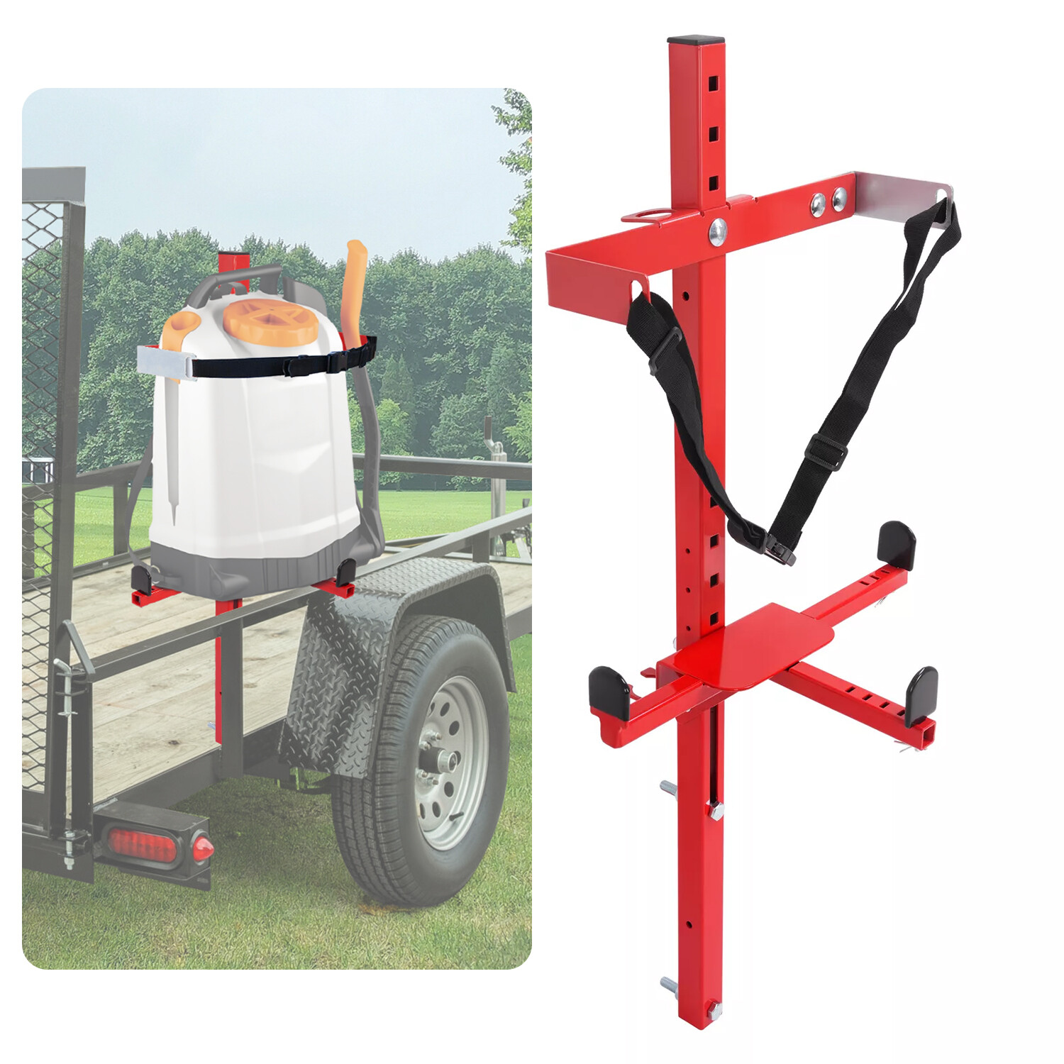 Universal Powder Coated Backpack Sprayer Rack For Open or Enclosed Trailers gallery