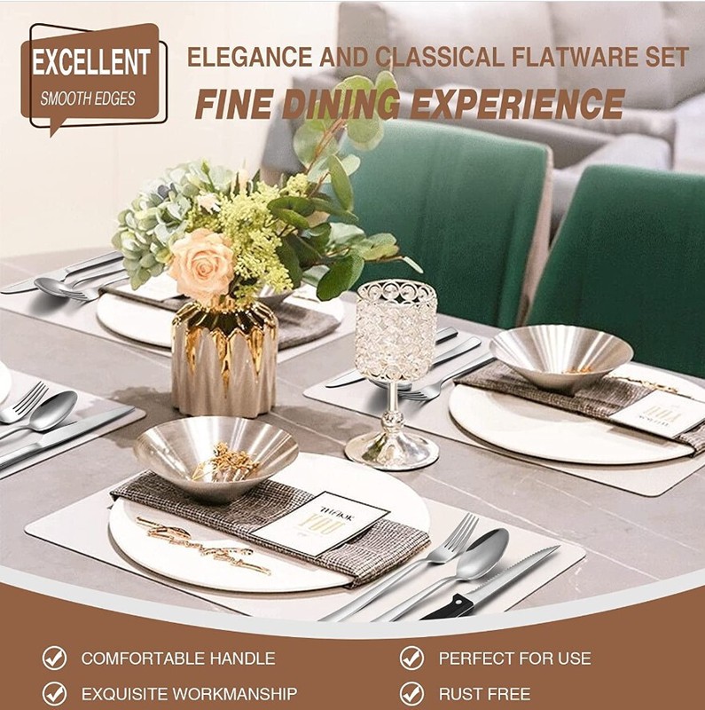 48 Pcs Silverware Set for 8 Stainless Steel Flatware Cutlery Utensil Kitchen New gallery