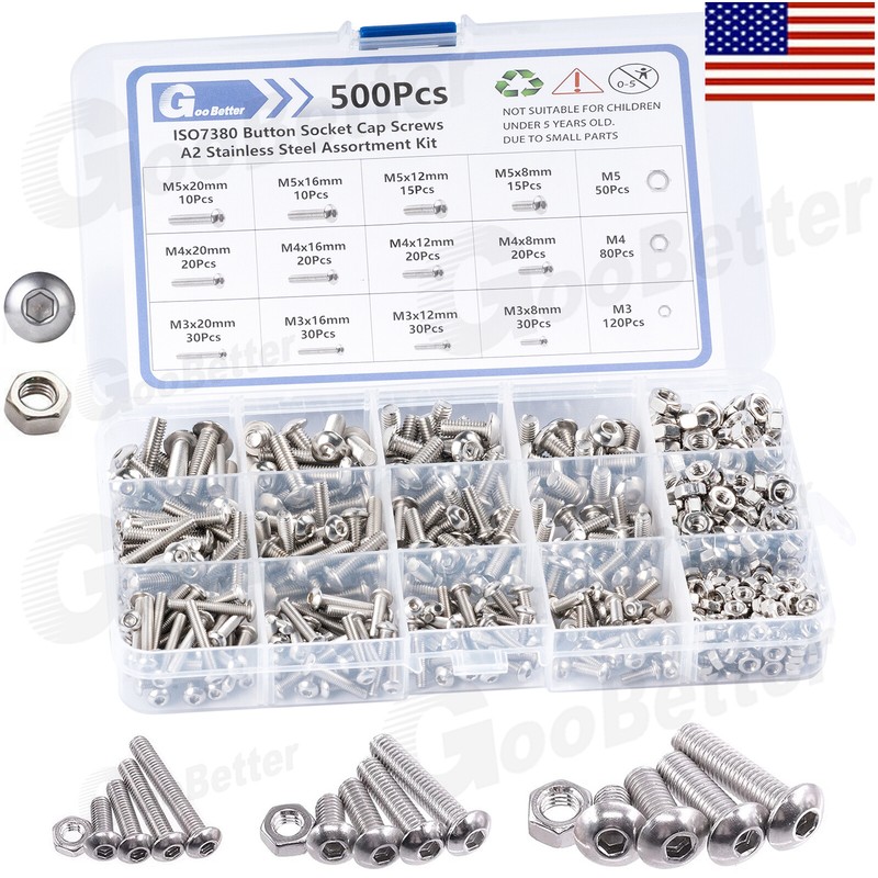 Button Head /Flat/Socket Cap Screws Allen Bolts Hex Drive Stainless With Nuts gallery