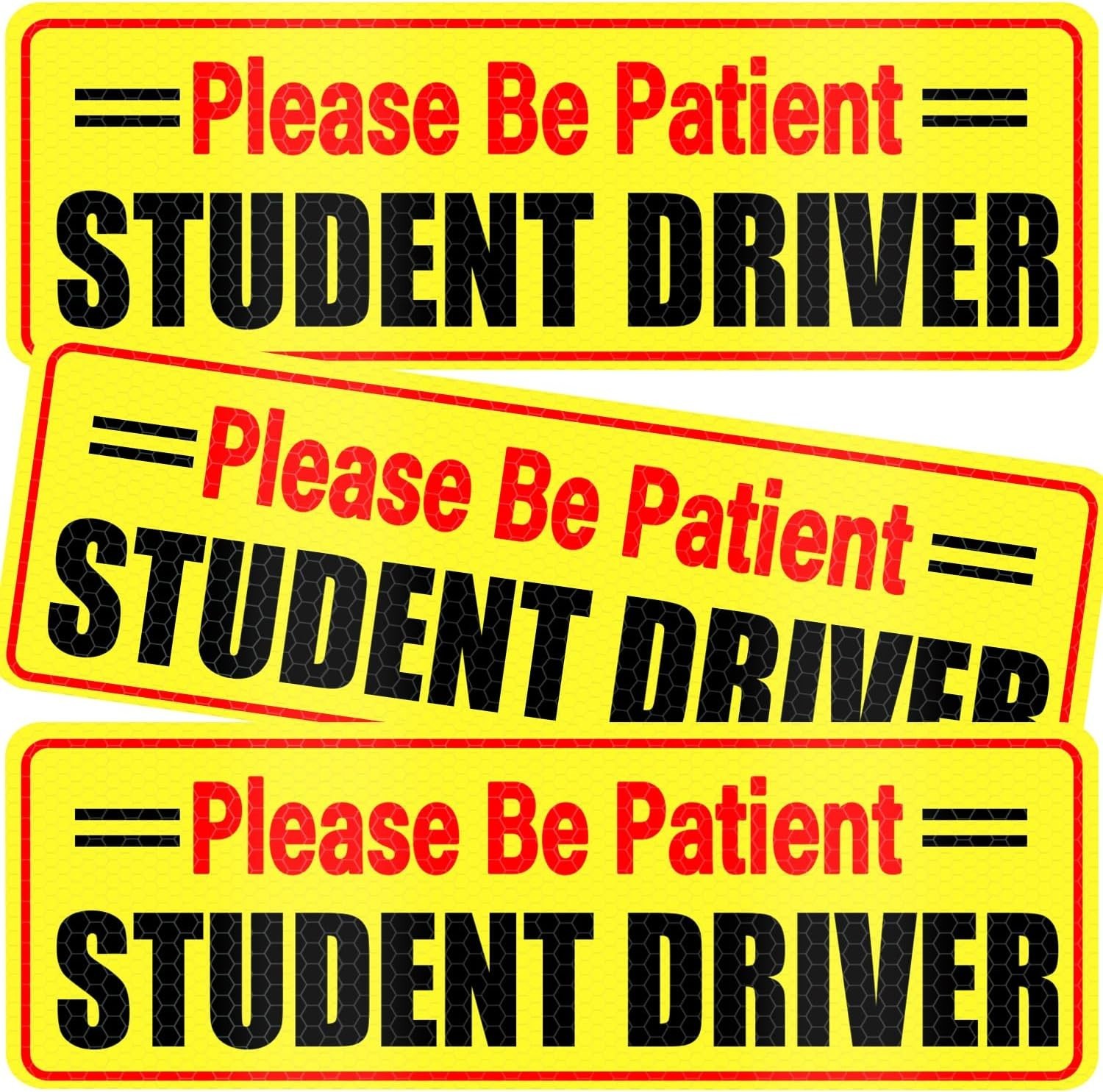 Student Driver Magnet - Please Be Patient, Magnetic Sign, 3Pcs Reflective Novice gallery
