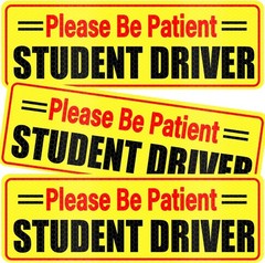 Student Driver Magnet – Please Be Patient, Magnetic Sign, 3Pcs Reflective Novice