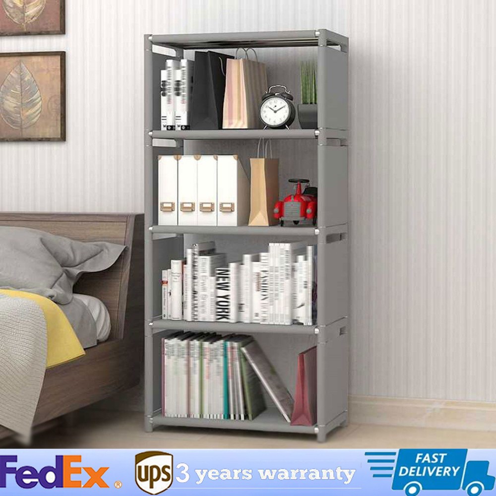 4-TIER INDUSTRIAL BOOKSHELF,DISPLAY STORAGE SHELVES RUSTIC WOOD BOOKCASE SHELVES gallery