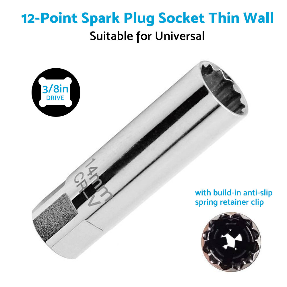 12 Point 14mm/16mm Spark Plug Socket Deep Thin Wall Removal 3/8" Drive Auto Car gallery