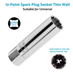 12 Point 14mm/16mm Spark Plug Socket Deep Thin Wall Removal 3/8″ Drive Auto Car