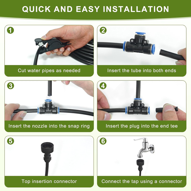 Automatic Drip Irrigation Kit - 50FT with Tool-Free Quick Connectors, 15 Copper gallery