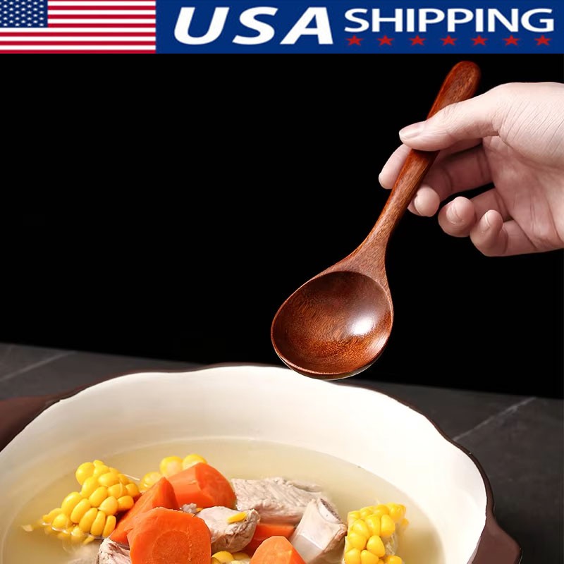 Wood Spoon Bamboo Kitchen Utensil Cooking Utensil Tool Soup Teaspoon Catering gallery