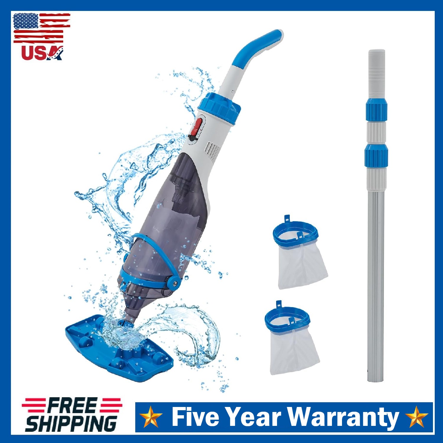 Cordless Rechargeable Pool Vacuum with Telescopic Pole Handheld Cleaner 60 Min gallery