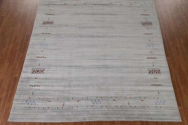 Little Animal Bordered Gabbeh Dining Room Area Rug 9'x10' Wool Handmade Carpet gallery