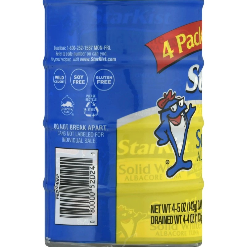 Starkist Solid White Albacore Tuna In Water 25% Less Sodium, Wild Caught, 26g Pr gallery