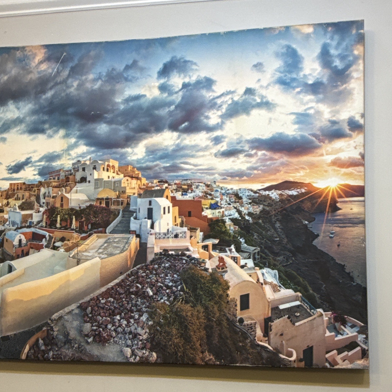 Horizontal Seaside Nature Landscape Print, Multicolor Coastal Cliffside Sunset gallery