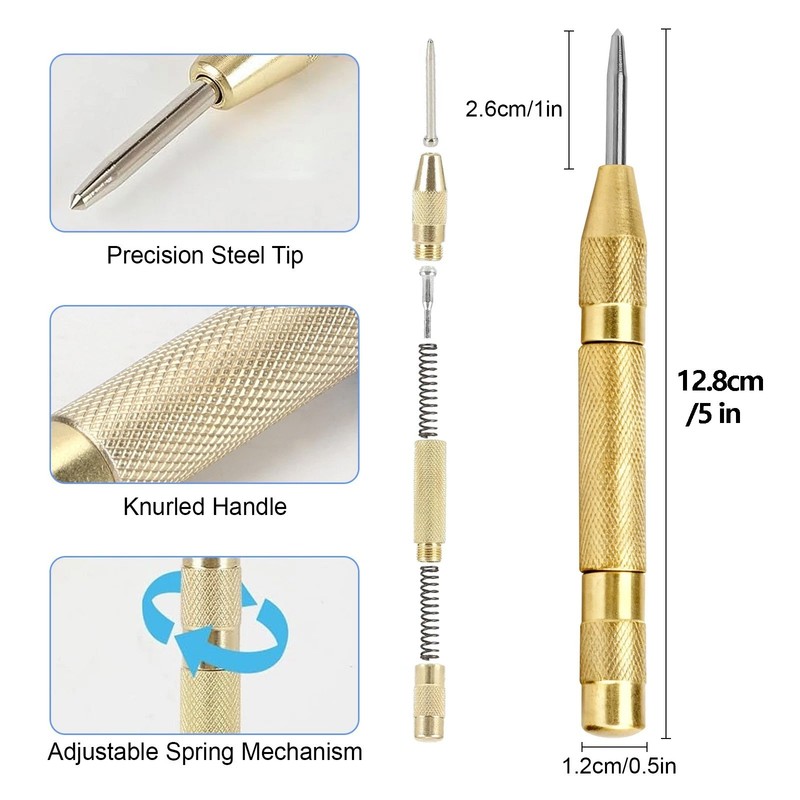 3pcs Automatic Center Punch Adjustable Spring-Loaded Metal Drill Tool Hole Punch gallery